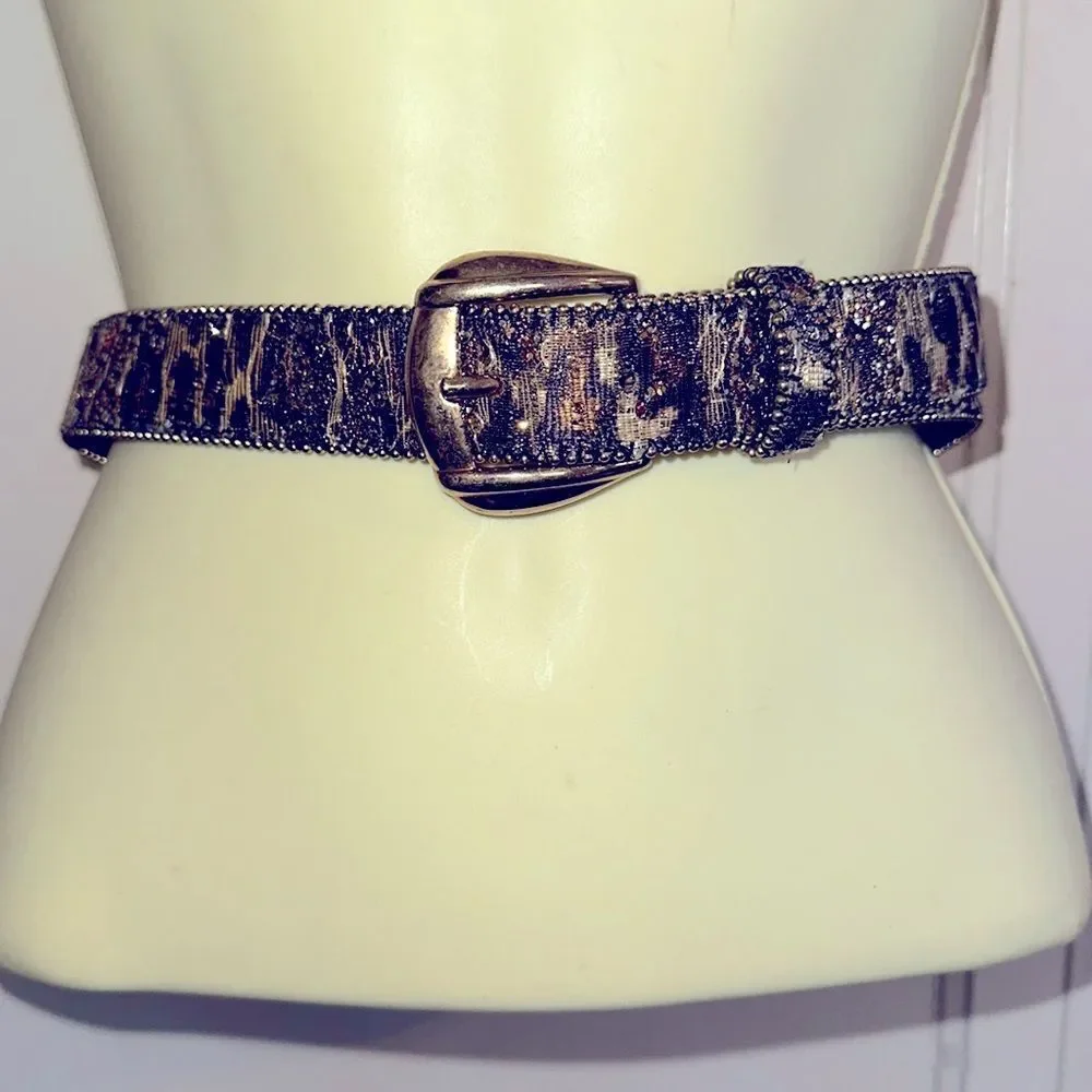 Vintage 80s/90s Absolutely Fresh animal print &‎ gold glitter belt- M/L
